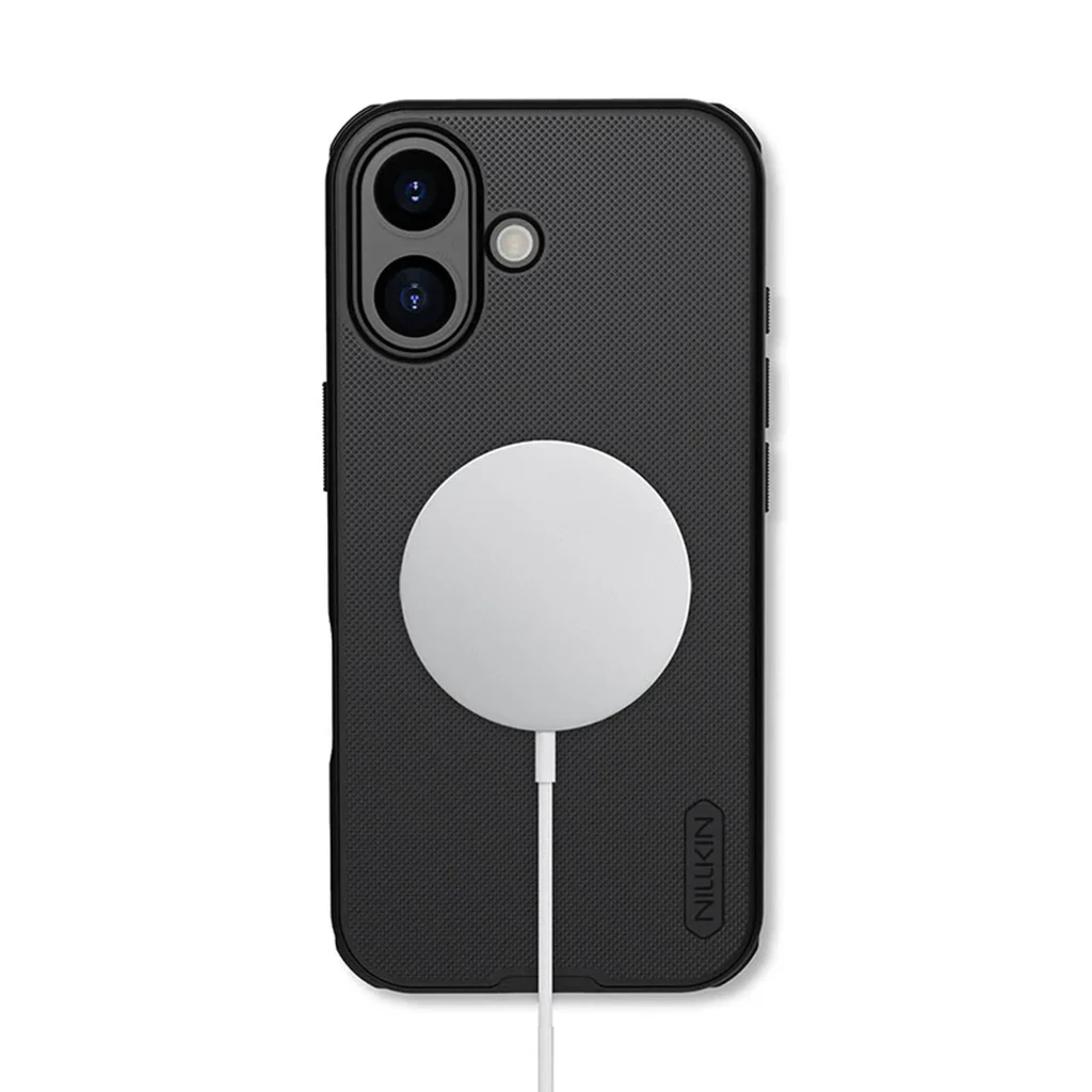 Nillkin Funda Super Frosted Shield Pro Magnetic iPhone 17 Negro: carcasa mate negra con anillo magnético MagSafe, bordes reforzados y recortes precisos - Ítem1