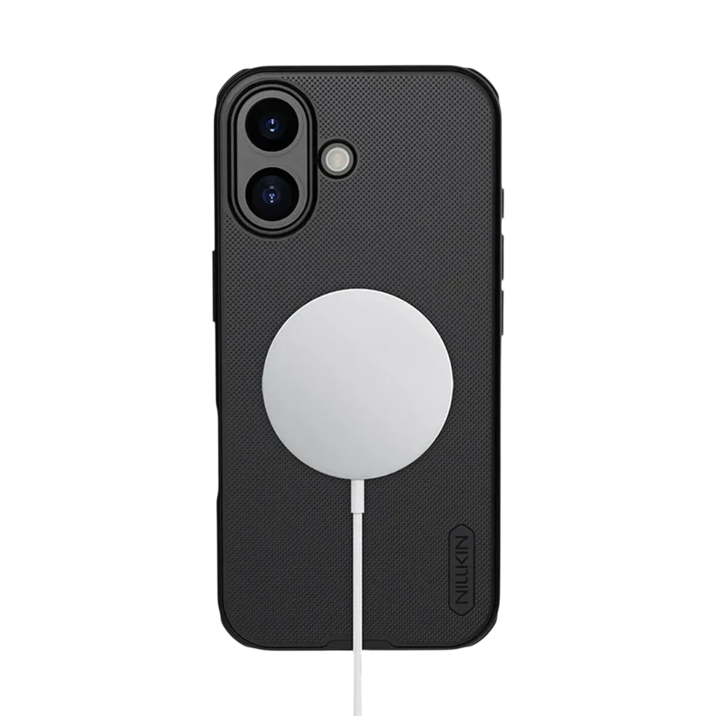 Nillkin Funda Super Frosted Shield Pro Magnetic iPhone 17 Negro: carcasa mate negra con anillo magnético MagSafe, bordes reforzados y recortes precisos - Ítem