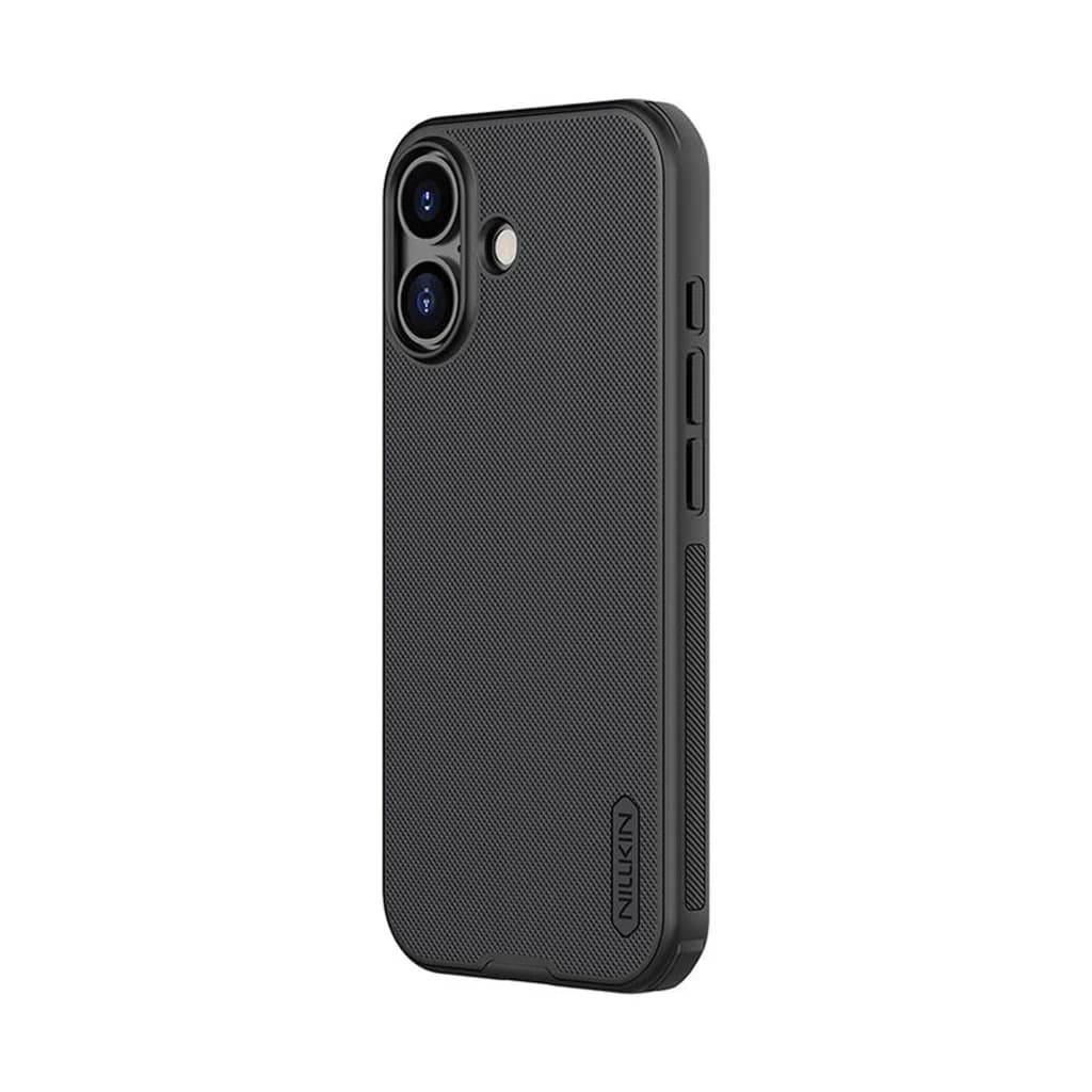 Coque Nillkin Super Frosted Shield Pro Magnetic pour iPhone 17 noir, texture antidérapante, bords renforcés, boutons protégés, compatible MagSafe