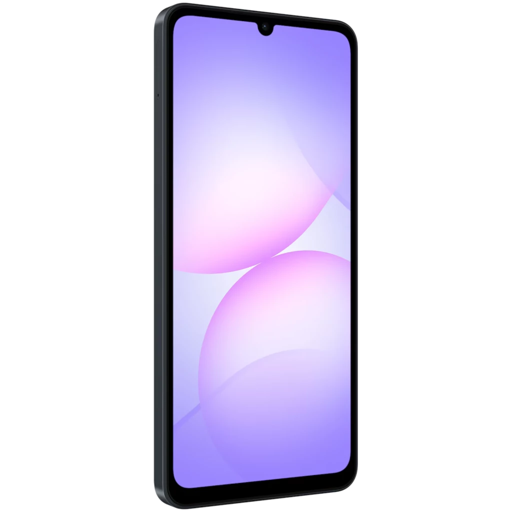 Samsung Galaxy A07 4G preto com ecrã de 6,7 polegadas, câmara dupla traseira vertical e notch em gota na frente, design brilhante e bordas finas - Item4