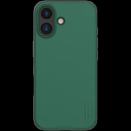 Coque verte foncée texturée pour iPhone 17, dos antidérapant, découpes précises pour double caméra et flash, bords renforcés, logo Nillkin discret