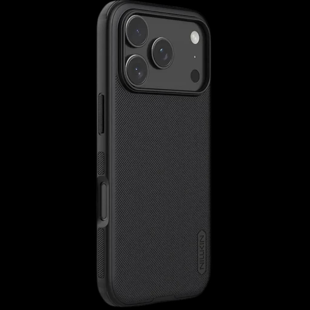 Nillkin Étui Super Frosted Shield Pro iPhone 17 Pro Max Noir avec texture antidérapante, bords renforcés, découpes précises et protection appareil photo