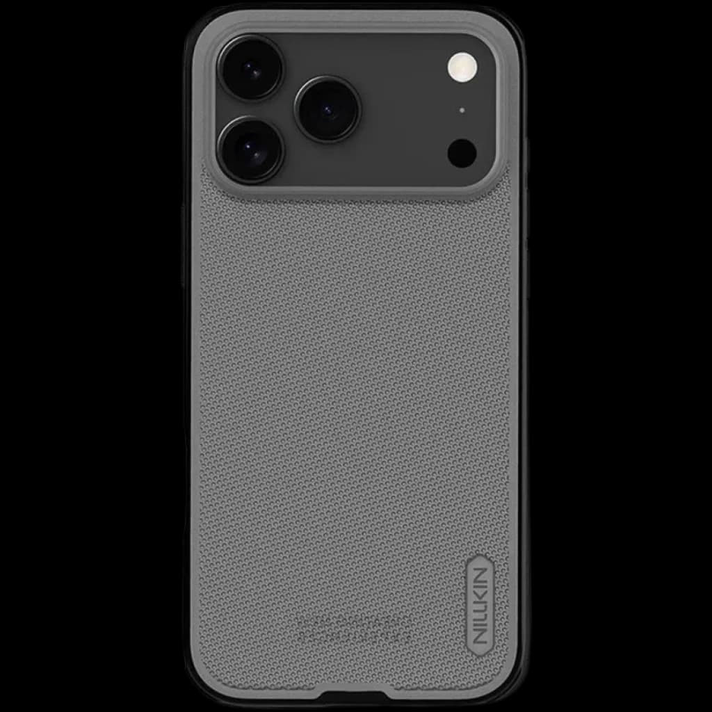 Nillkin Étui Super Frosted Shield Pro iPhone 17 Pro Max Titanium Grey avec texture antidérapante, dos mat, bords renforcés et découpes précises pour