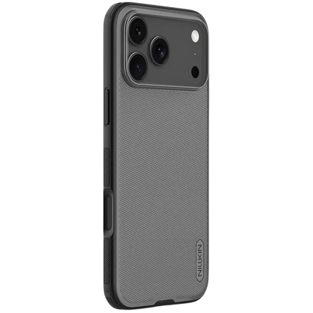 Nillkin Funda Super Frosted Shield Pro para iPhone 17 Pro Max en gris titanio, textura antideslizante, acabado mate, bordes reforzados y recorte de cámara - Ítem1