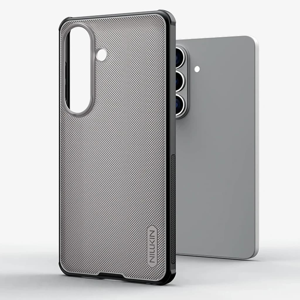 Capa Nillkin Super Frosted Shield Pro para Samsung Galaxy S26+ em Transparent Black, textura antiderrapante, bordas reforçadas e recortes precisos