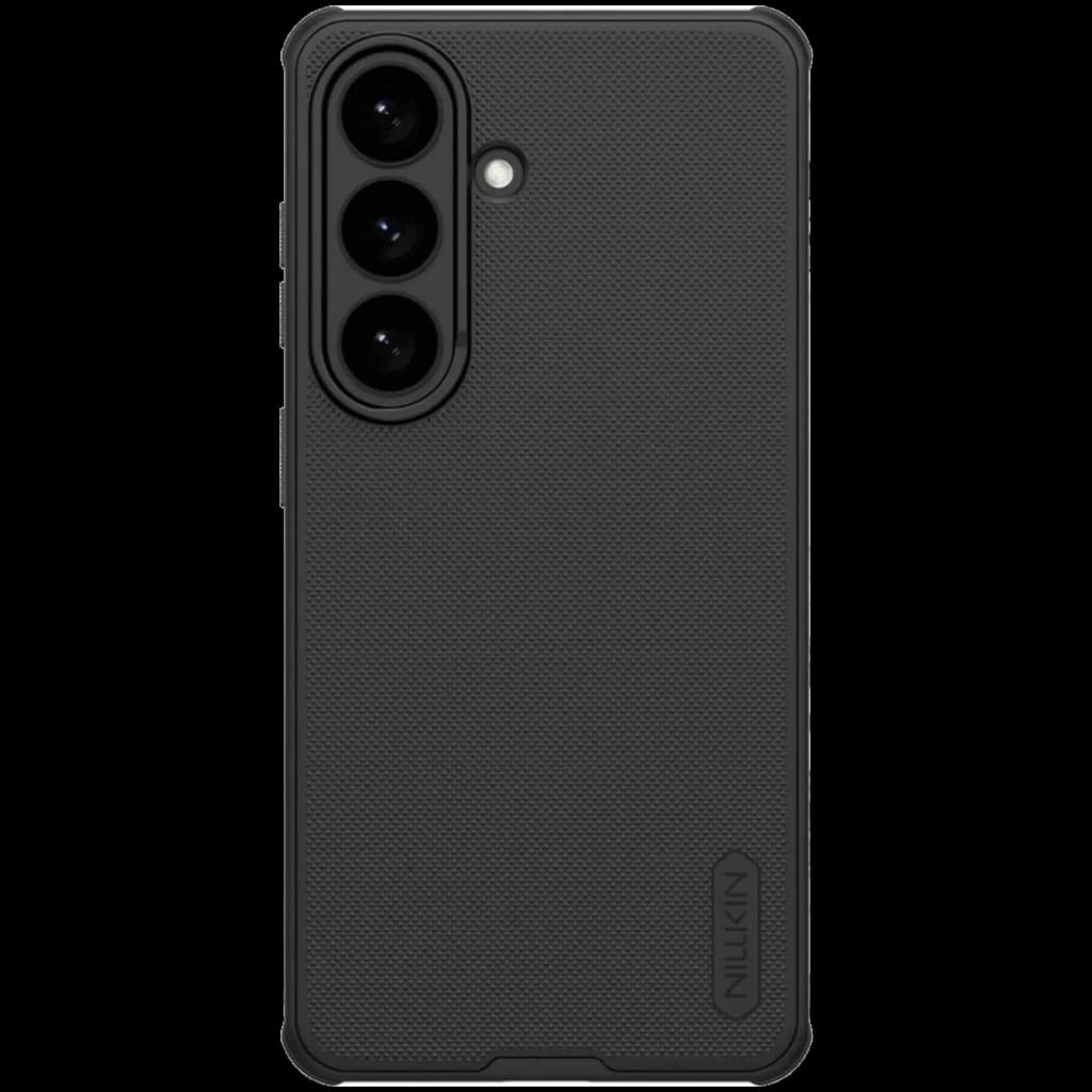 Nillkin Capa Super Frosted Shield Pro para Samsung Galaxy S26 em preto, textura antiderrapante, recortes precisos para câmeras e logotipo discreto