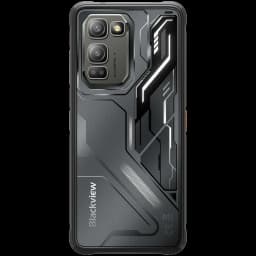 Blackview Fort 5 preto com traseira texturizada futurista e módulo triplo de câmeras 108 MP em destaque; laterais robustas e logotipo Blackview visível