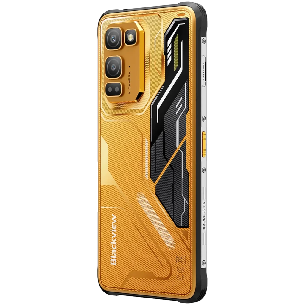 Blackview Fort 5 jaune robuste dos texturé or avec module triple caméra et écran FullHD plus bord fin affichage motif techno noir et doré 12 Go RAM 256 Go - Ítem5