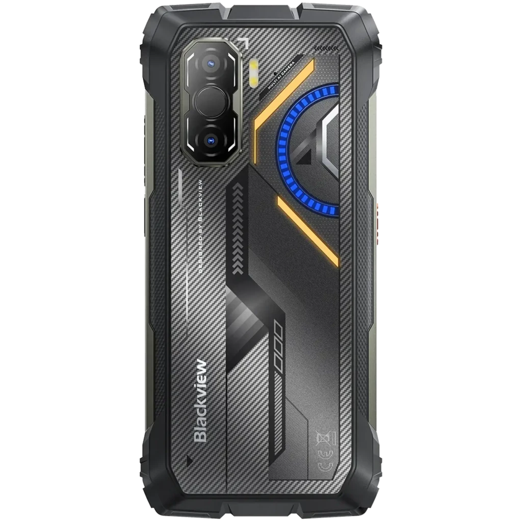 Smartphone robuste Blackview Rock 3 noir, écran affichant vision thermique, triple module photo arrière, finitions métalliques et accents bleus - Ítem2
