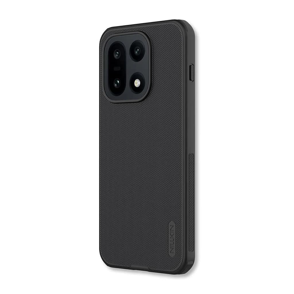 Coque Nillkin Super Frosted Shield Pro OnePlus 15 noire antidérapante, texture micro-grain, bords surélevés, découpe précise pour module photo triple