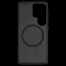 Capa magnética preta com anel integrado, acabamento fosco antiderrapante, recortes precisos para câmeras e bordas elevadas para proteção no Galaxy S26 Ultra