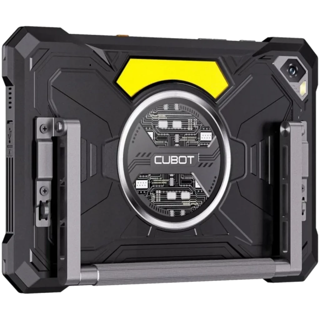 Tablette robuste noire avec coque antichoc, grand écran 10,1 pouces, double SIM 4G, module central circulaire stylé, optique arrière angulaire et finitions - Ítem1