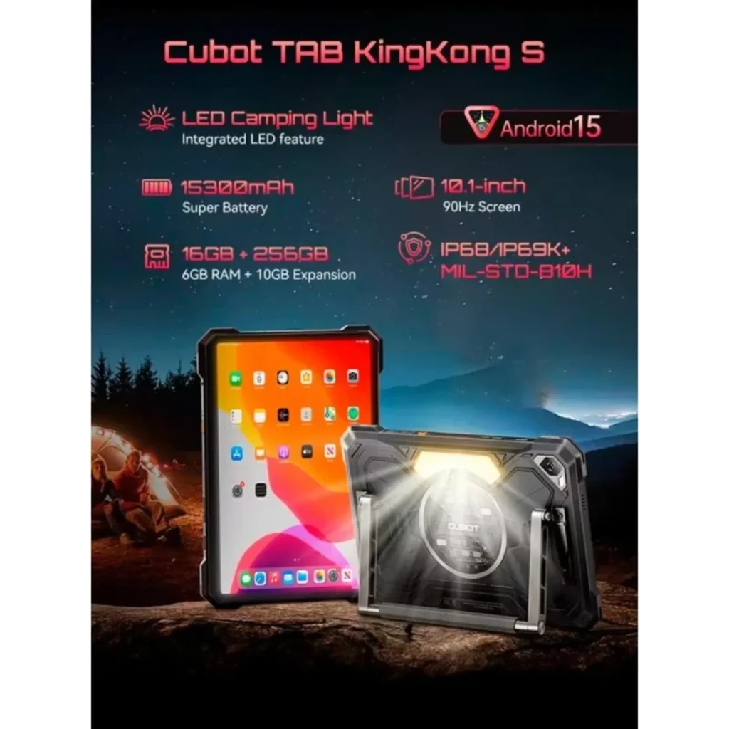 Tablette robuste noire avec coque antichoc, grand écran 10,1 pouces, double SIM 4G, module central circulaire stylé, optique arrière angulaire et finitions - Ítem3