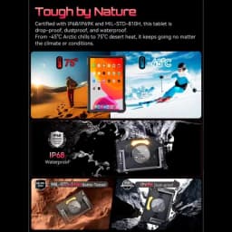 Cubot Tab KingKong S 10.1 pulgadas negra, diseño robusto IP68 IP69K MIL-STD-810H, resistente a polvo, agua y golpes, operativa de -45°C a 75°C