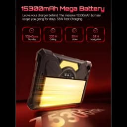 Cubot Tab KingKong S 10.1 Negro con carcasa robusta, gran módulo trasero y luz amarilla; destaca batería 15300 mAh y carga rápida 33W en diseño resistente