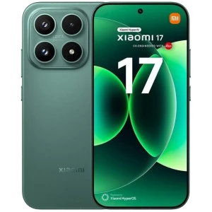 Xiaomi 17 Ventura Green com tela ampla bordas finas, furo central para câmera, módulo traseiro triplo Leica 50 MP, acabamento fosco elegante