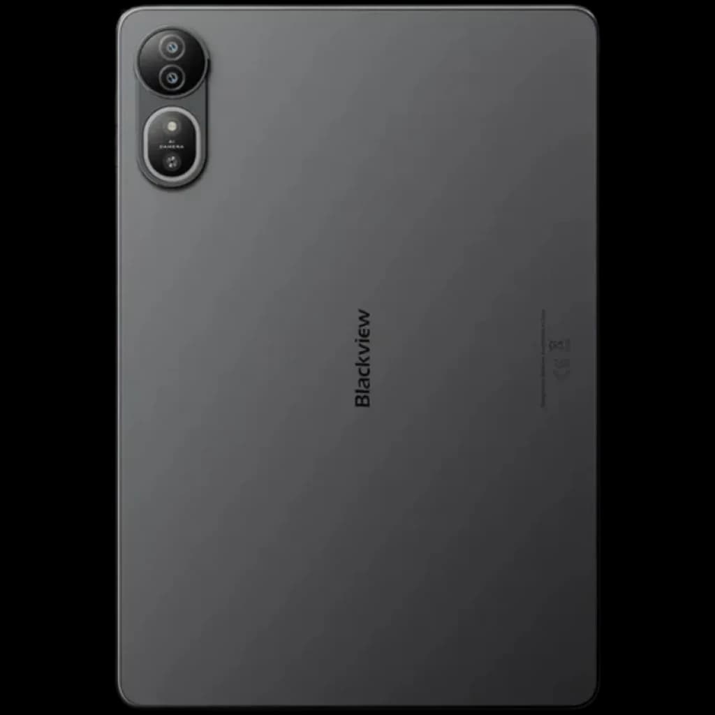 Blackview Mega 12 5G 256GB gris con trasera metálica mate, logo centrado y módulo dual de cámaras vertical con flash en la esquina superior izquierda