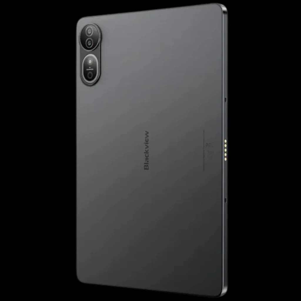Blackview Mega 12 5G 256GB gris con trasera metálica mate, módulo dual de cámara vertical con flash y bordes rectos minimalistas
