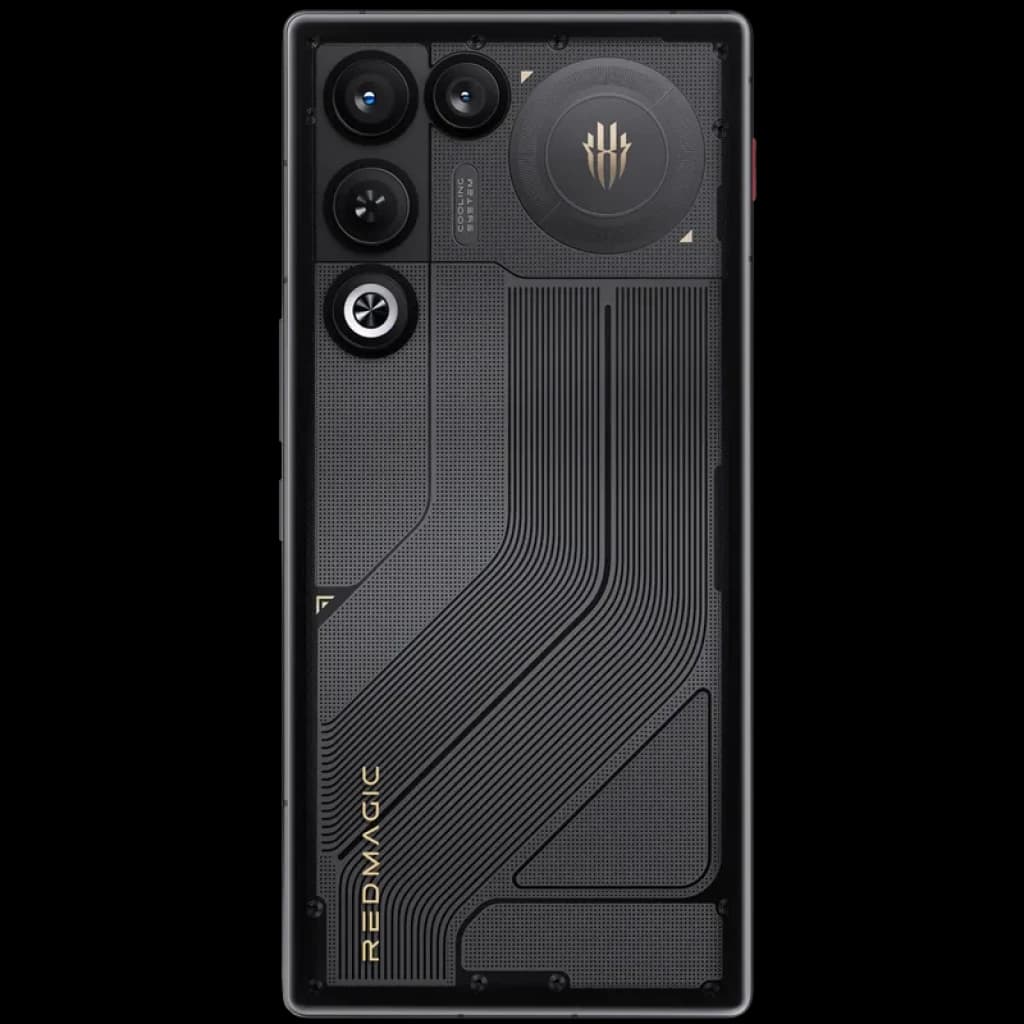 Nubia Redmagic 11 Air 5G Phantom com traseira translúcida, módulos de câmera triplos salientes, logotipo iluminado e detalhes geométricos gamer em preto