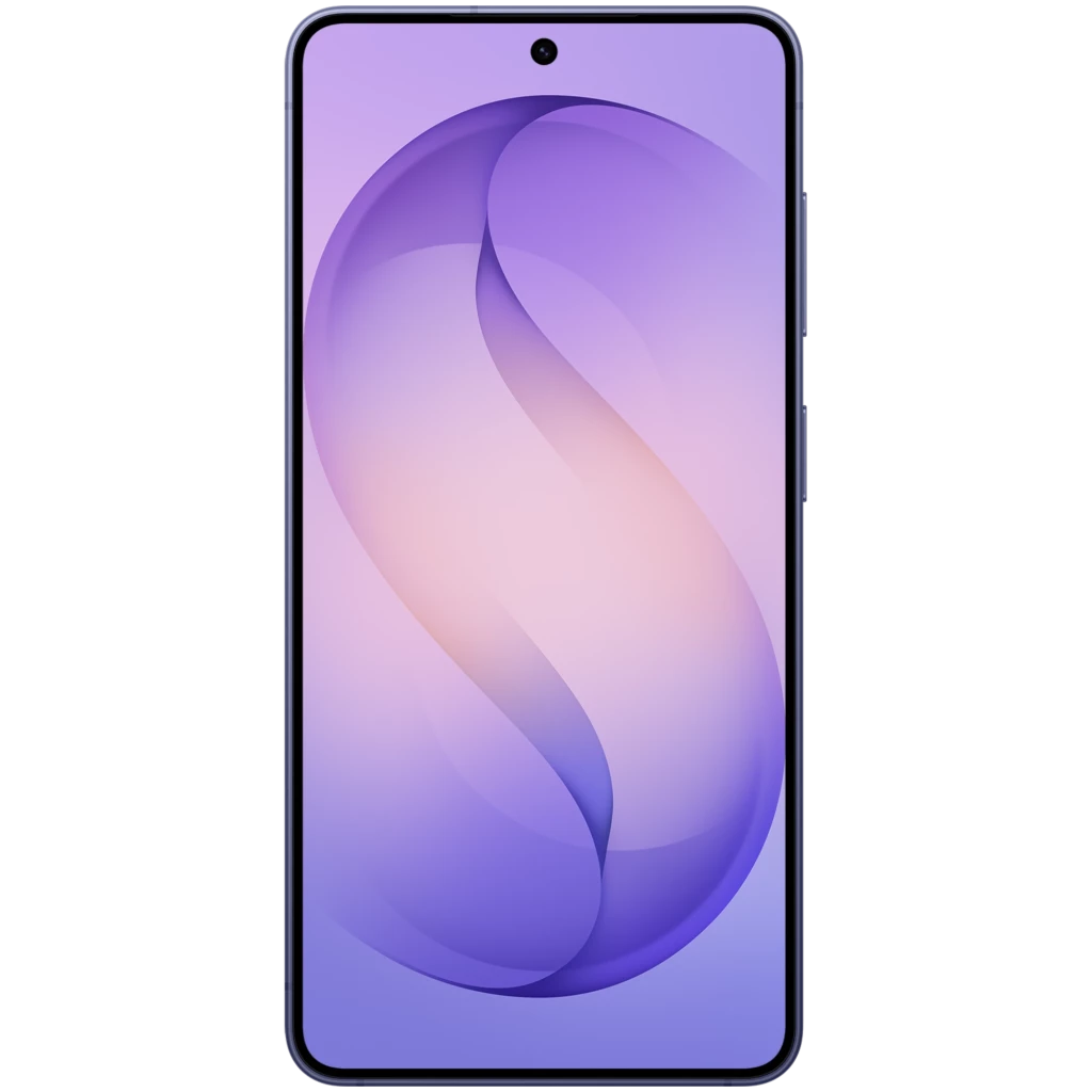 Smartphone violet élégant avec triple capteur arrière vertical, écran bord à bord 120 Hz perforé au centre, bords fins et design premium Samsung Galaxy - Ítem1