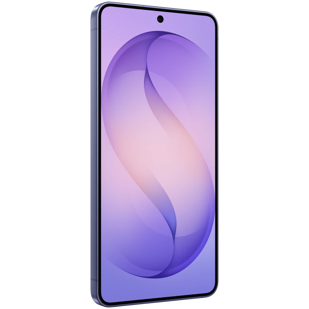 Smartphone violet élégant avec triple capteur arrière vertical, écran bord à bord 120 Hz perforé au centre, bords fins et design premium Samsung Galaxy - Ítem4