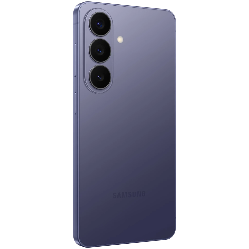 Smartphone violet élégant avec triple capteur arrière vertical, écran bord à bord 120 Hz perforé au centre, bords fins et design premium Samsung Galaxy - Ítem6