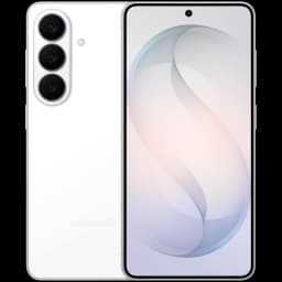Samsung Galaxy S26 5G blanco, triple cámara vertical, pantalla Dynamic AMOLED con biseles finos, 512GB, 12GB RAM, compatible con carga inalámbrica Qi2