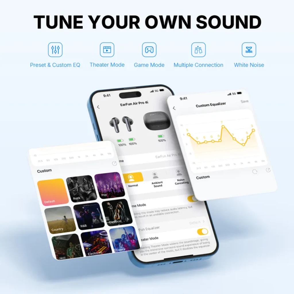 EarFun Air Pro 4i Noir - Écouteurs Bluetooth avec ANC 50 dB Son haute résolution - Ítem4