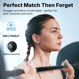 EarFun Air Pro 4i Negro: auriculares in-ear con vástago metálico, puerto elíptico, ajuste cómodo. Resistencia IP55, diseño deportivo y compacto.