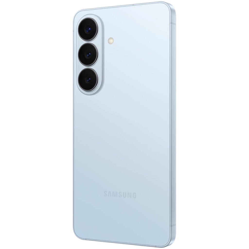 Samsung Galaxy S26+ 5G bleu, écran 6,3 pouces bord à bord avec poinçon central, triple caméra arrière alignée, bords fins et design épuré - Ítem5