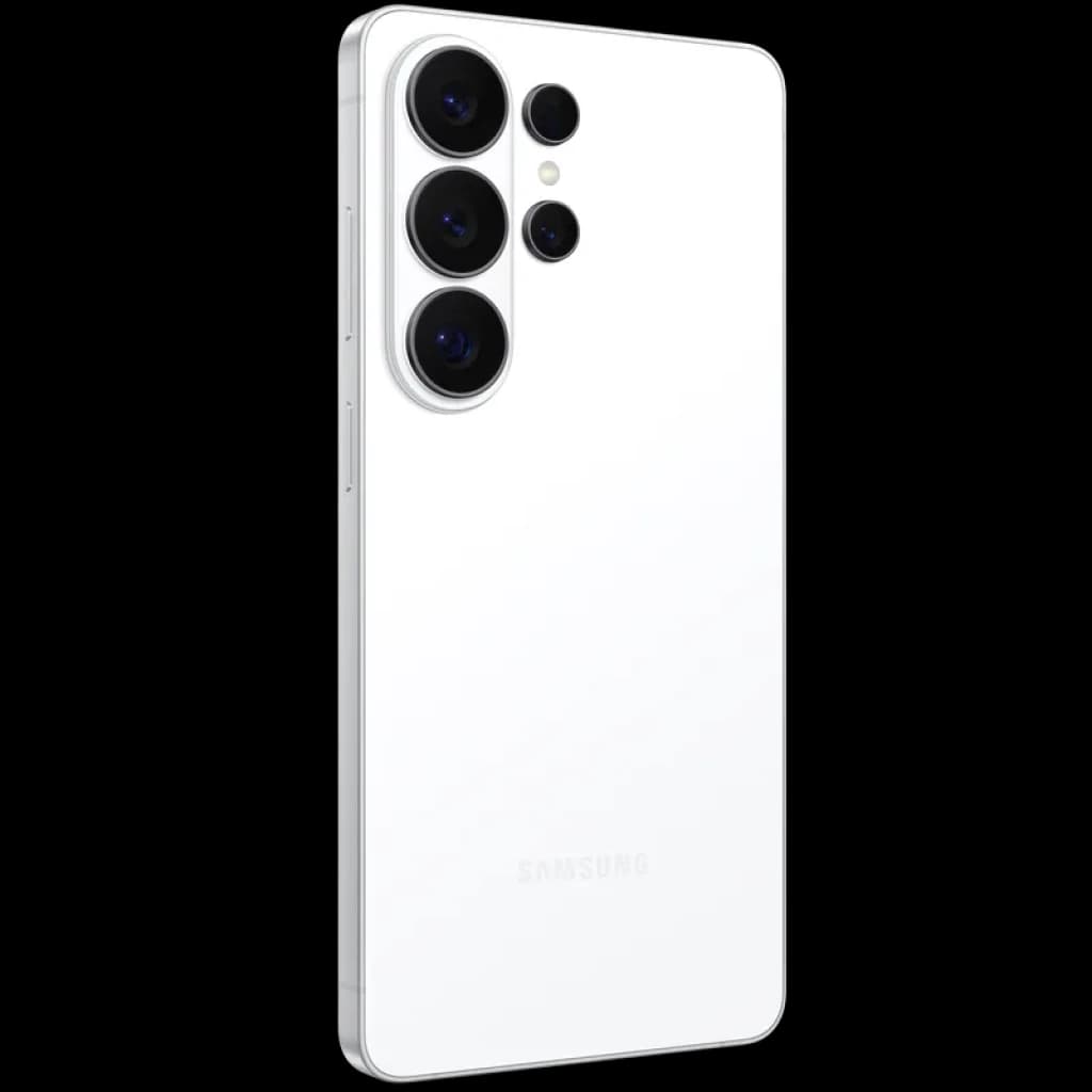 Samsung Galaxy S26 Ultra 5G blanc, dos en verre brillant, module photo quadruple proéminent, bords arrondis, finition premium 512 Go Galaxy AI 12 Go RAM