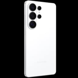 Samsung Galaxy S26 Ultra 5G blanc, dos en verre, module photo quadruple proéminent, bords arrondis, finition élégante et logo Samsung discret