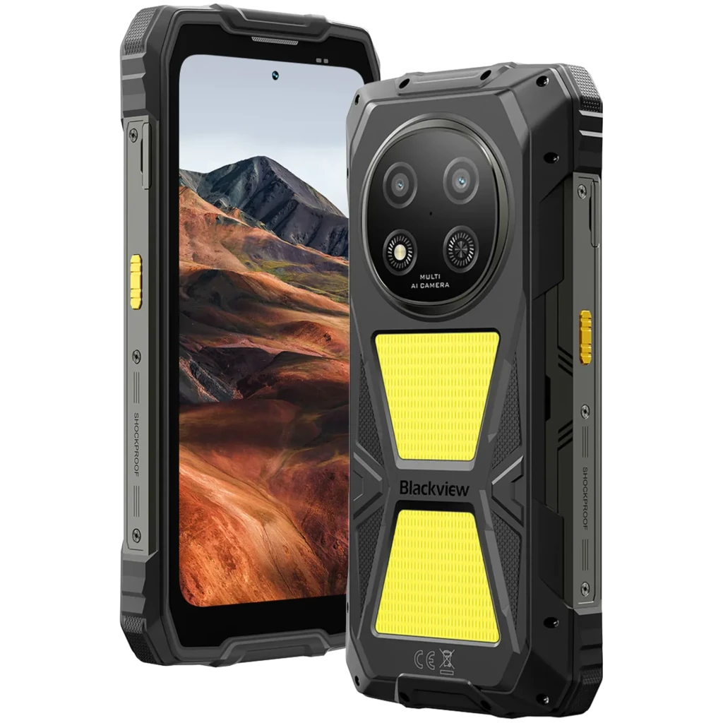 Blackview Rock 2 Pro 256GB negro rugerizado con carcasa robusta negra y panel amarillo, doble cámara trasera 13 Mpx, pantalla frontal amplia con notch central - Ítem6