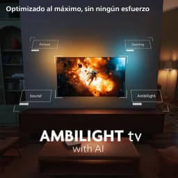 Philips 55OLED820 55 pulgadas OLED 4K con Ambilight envolvente, imagen vibrante y diseño minimalista en pared, ideal para cine y gaming fluido
