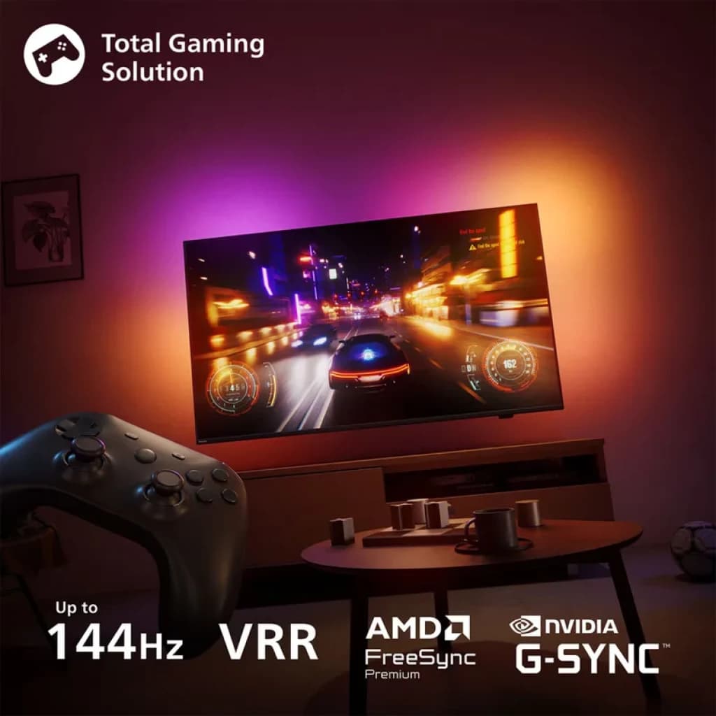 Philips 55OLED820 55 pulgadas con Ambilight envolvente, imagen 4K OLED nítida, frecuencia 144Hz VRR, ideal para juegos con FreeSync y G-SYNC