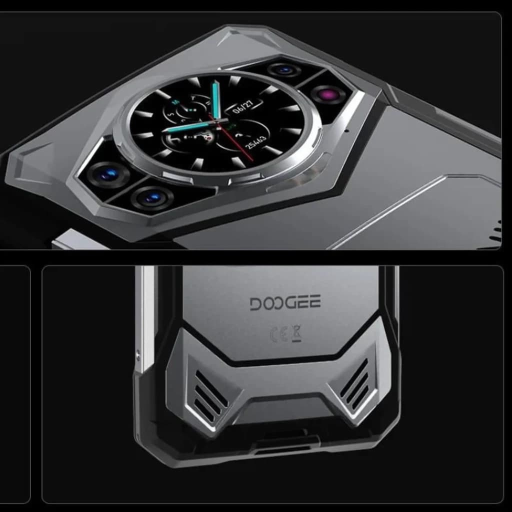 Doogee S200 12GB/256GB VIP version Rugged Plata con módulo trasero hexagonal, múltiples lentes, acabado metálico plateado y rejillas de ventilación negras