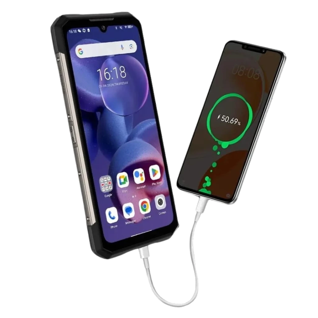 Smartphone robusto preto com tela grande, módulo traseiro circular, carregamento sem fio, 5G, Android 16, 12 GB RAM, 256 GB, bateria 10100 mAh, fone incluso - Item6