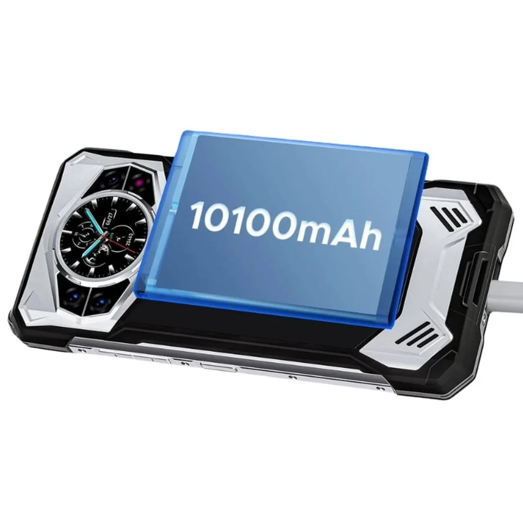 Smartphone robusto preto com tela grande, módulo traseiro circular, carregamento sem fio, 5G, Android 16, 12 GB RAM, 256 GB, bateria 10100 mAh, fone incluso - Item7