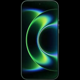 Xiaomi 17 Ultra Starlit Green com painel OLED 6,9, moldura fina verde e tela curva com grafismos verdes e azuis brilhantes, design premium elegante