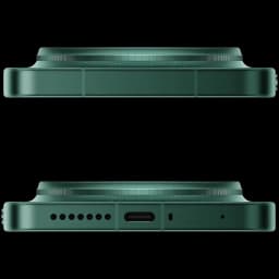 Xiaomi 17 Ultra Starlit Green com módulo de câmera Leica saliente, bordas retas em alumínio, porta USB-C central, grelha de alto-falante e bandeja SIM