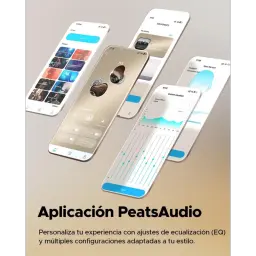 SoundPEATS H3 TWS Titanium Black con app PeatsAudio: ecualizador gráfico, presets, control táctil y paneles claros en móviles para personalizar el sonido