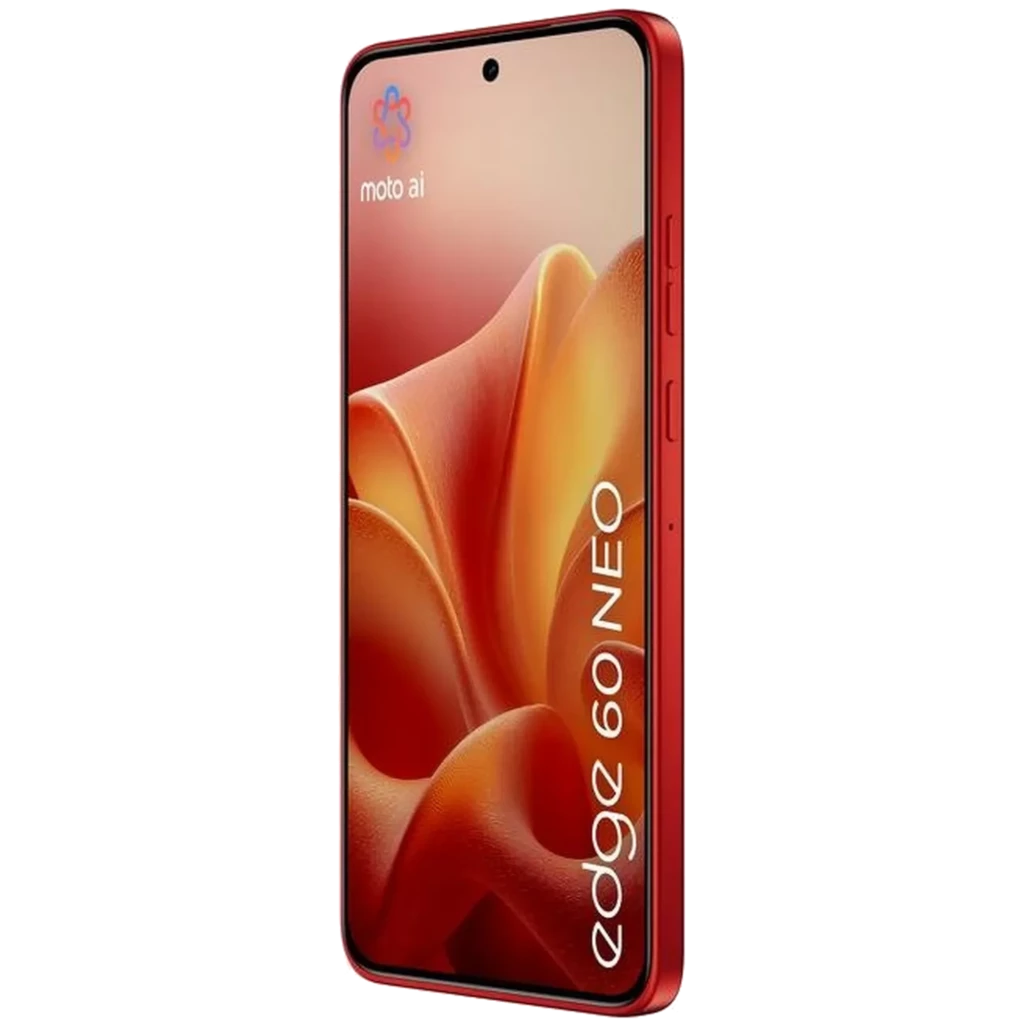Smartphone rouge Poinciana avec écran 6,36 pouces bord à bord, module triple caméra arrière proéminent, poinçon centré et finition mate élégante - Ítem4