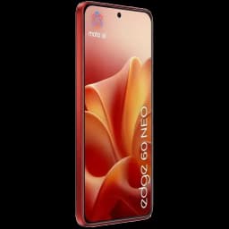 Smartphone Motorola Edge 60 Neo 5G color rojo Poinciana, pantalla plana de 6.36 pulgadas con cámara frontal en orificio centrado y bordes delgados