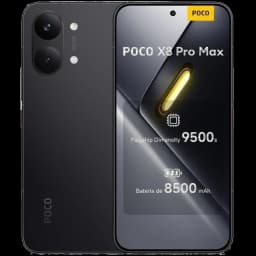 Xiaomi Poco X8 Pro Max 5G negro con pantalla Flow AMOLED 6.83, doble cámara trasera, selfie en orificio central y batería 8500 mAh; 12GB RAM y 512GB.