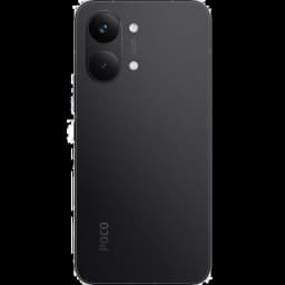 Xiaomi Poco X8 Pro Max 5G negro con tapa trasera mate, doble cámara trasera grande con flash LED, bordes curvos y módulo de lentes vertical elegante