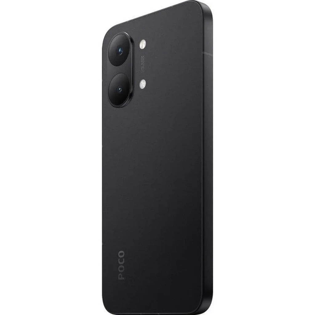 Smartphone preto com duas câmaras traseiras, ecrã AMOLED 6,83 com furo central, molduras finas e detalhe POCO amarelo no topo do ecrã - Item2