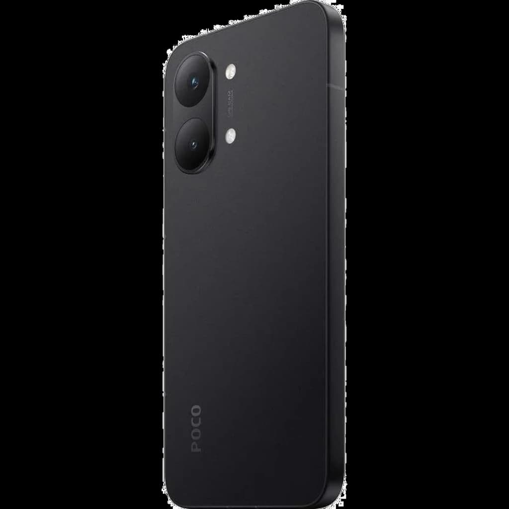 Parte trasera en negro mate del Xiaomi Poco X8 Pro Max 5G con dos cámaras grandes y flash, diseño minimalista con bordes curvos y módulo de lentes destacado