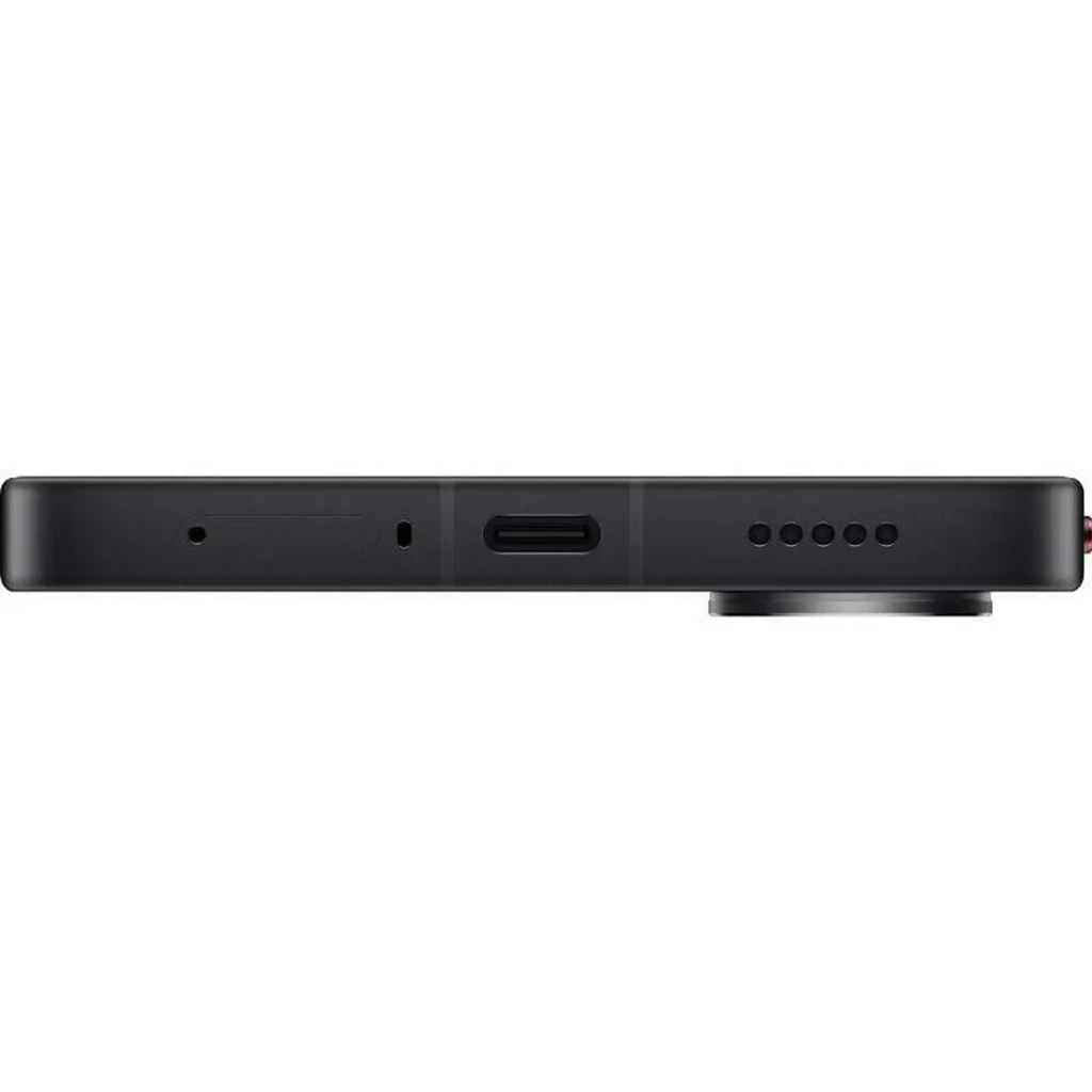 Smartphone preto com duas câmaras traseiras, ecrã AMOLED 6,83 com furo central, molduras finas e detalhe POCO amarelo no topo do ecrã - Item6