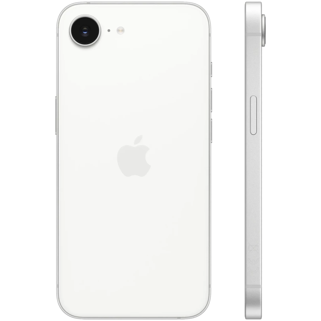 iPhone 17e blanc 512 Go, dos en verre blanc avec logo Apple, module photo unique 48 Mpx, écran Super Retina XDR bord à bord avec encoche supérieure - Ítem2