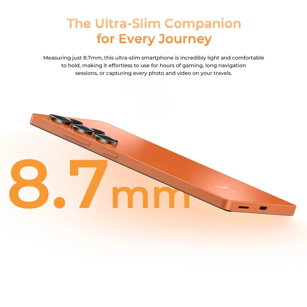 Oukitel C66 violet avec grand écran bord fin, poinçon central, triple module photo arrière proéminent et finition mate élégante HD+ 128 Go 4 Go RAM - Ítem5